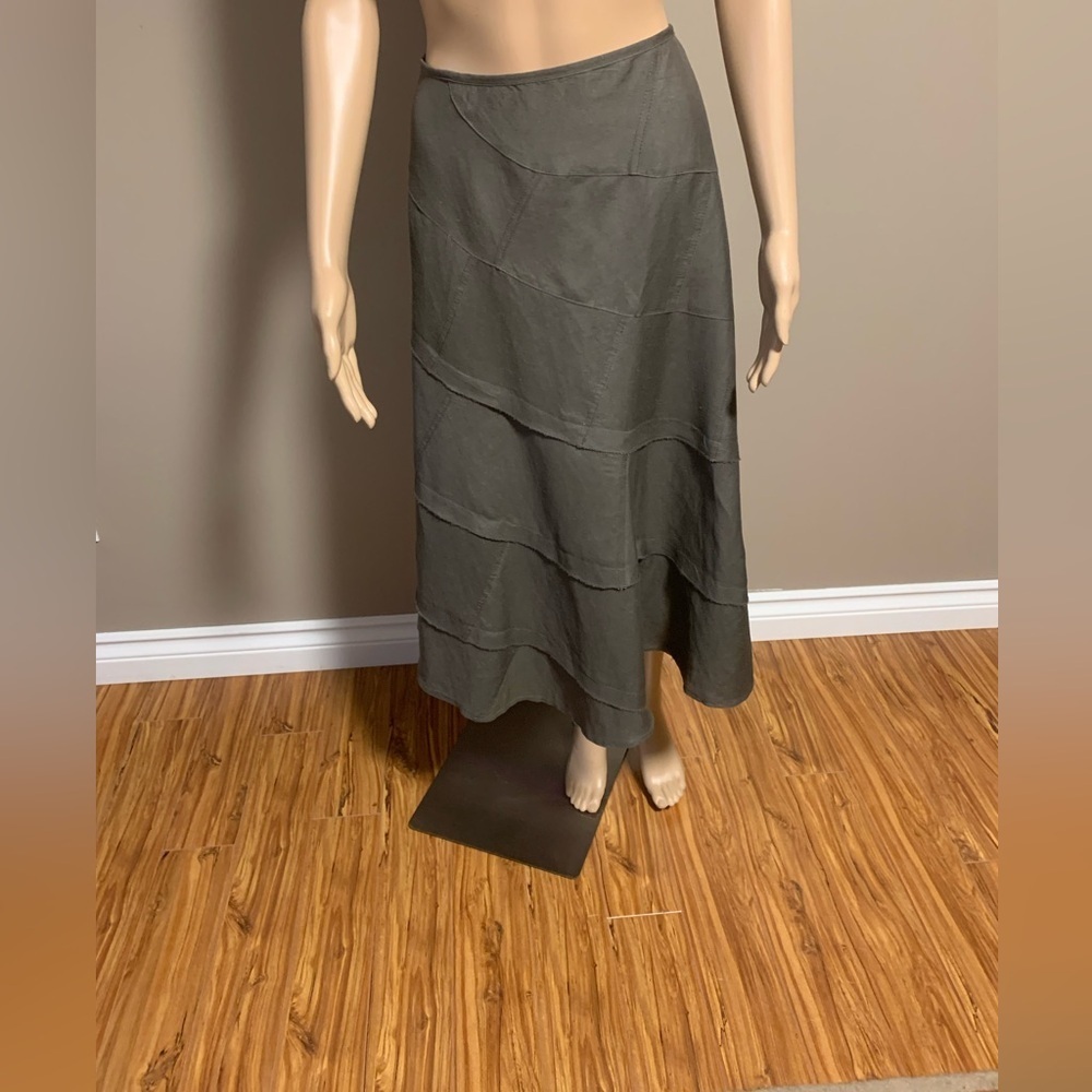 Light Brand Layered Skirt Light Brown Khaki Colour Linen Rayon Blend Size 10